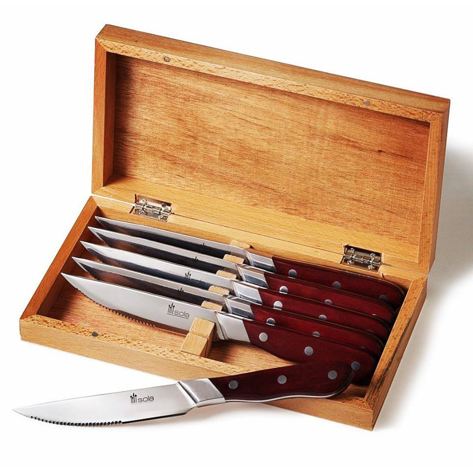 SOLA STEAK KNIFE SET WOOD 6 PIECE