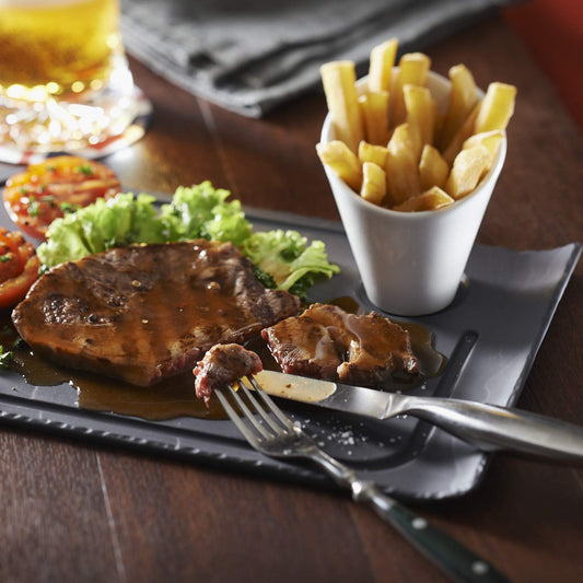 BASALT STEAK PLATE 1 FLARED EDGE 33cm x 22cm - 3PK