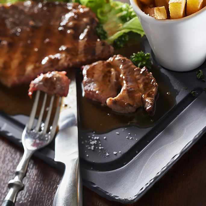 BASALT STEAK PLATE 2 CURVED EDGES 39,5X 24CM - 4PK