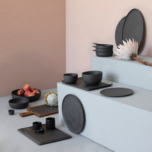 BASALT PLATE 30cm X 20cm BLACK - 6PK